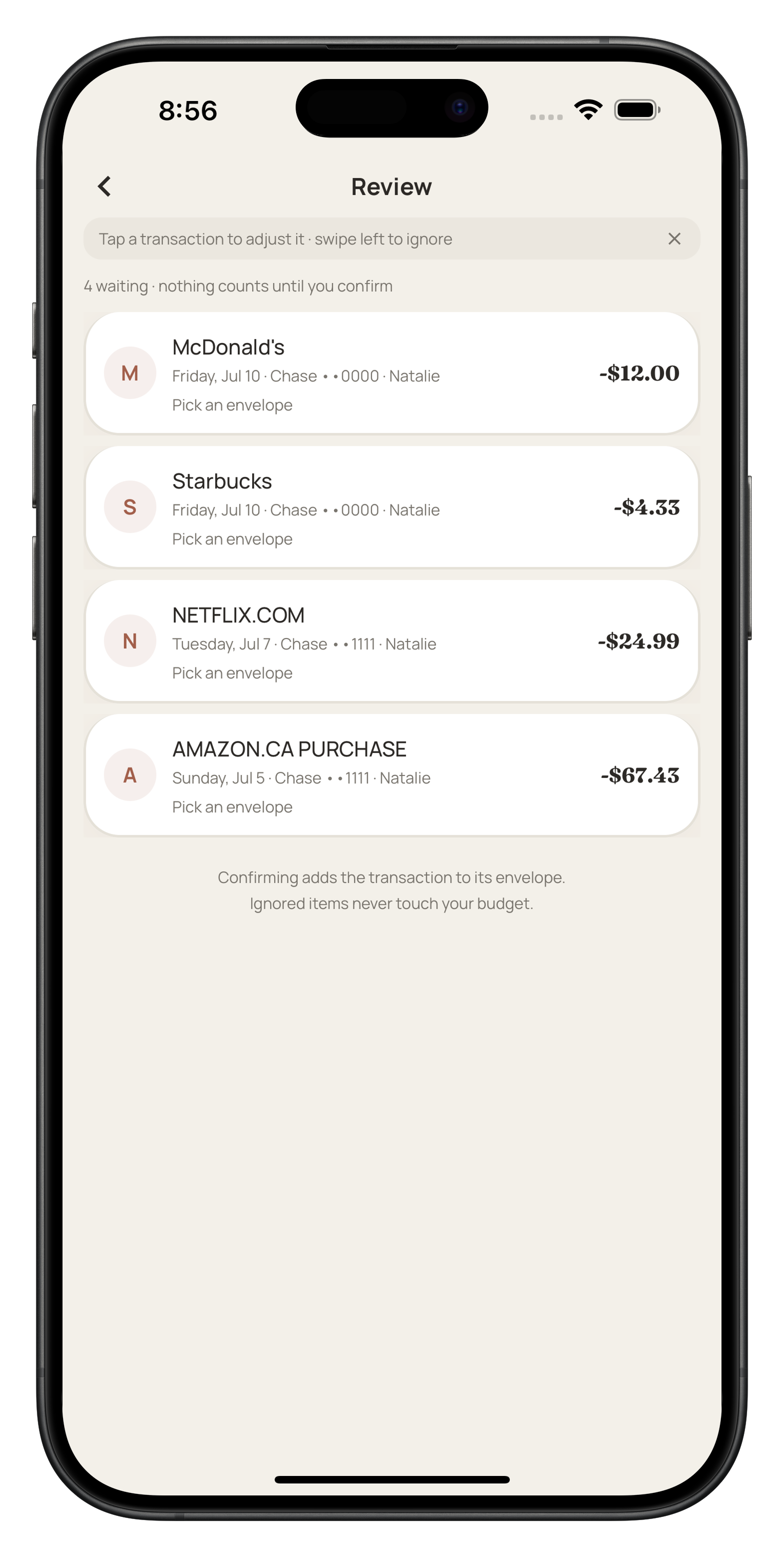 Hearth bank sync transaction review