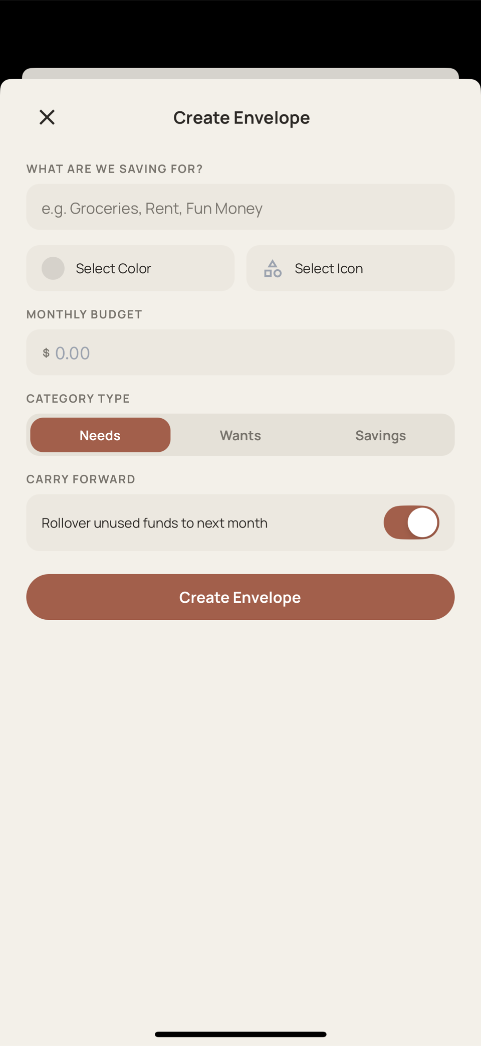 Creating an envelope in Hearth