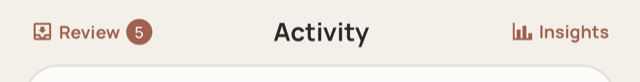 The Review button on the Activity tab