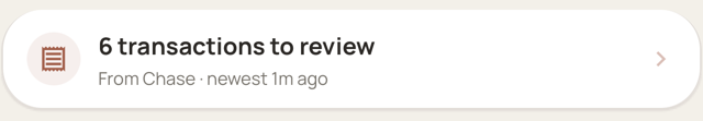 The review card on the Hearth dashboard
