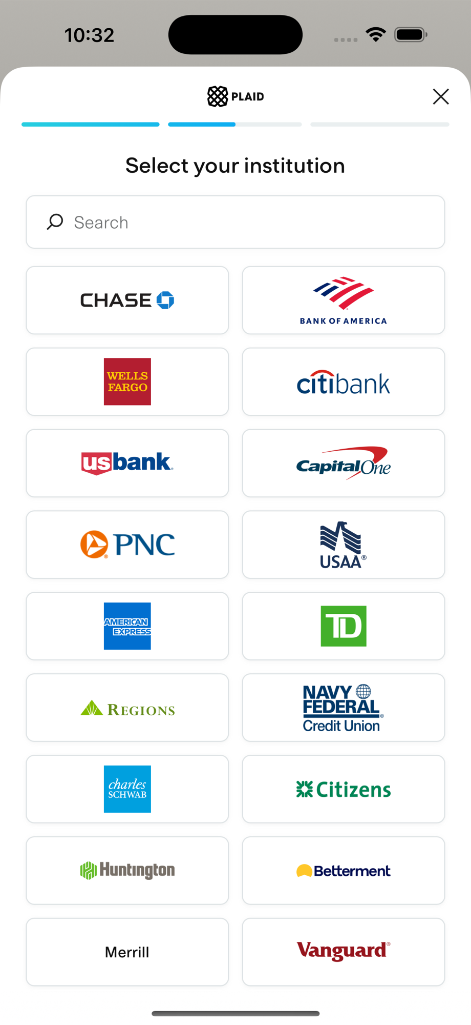 Picking your bank in Plaid